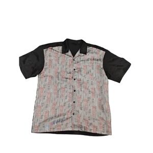 Mens In Pain Shirt XXXL Button Up Short Sleeve Asian Print‎ Retro